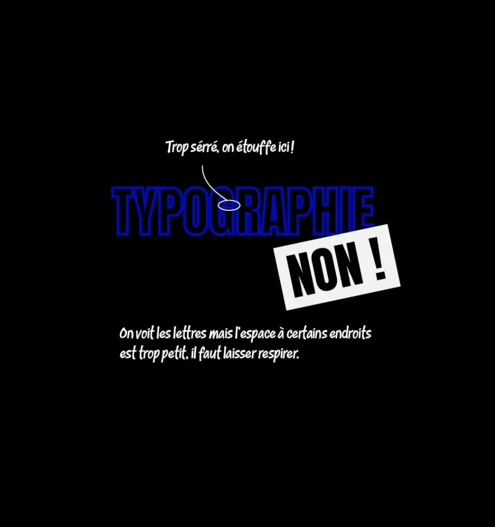 Image indiquant de ne pas appliquer un contour trop gras sur une typographie